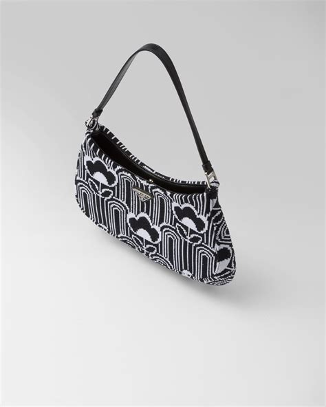 prada cleo bag jacquard|Black/white Prada Cleo jacquard knit and leather bag .